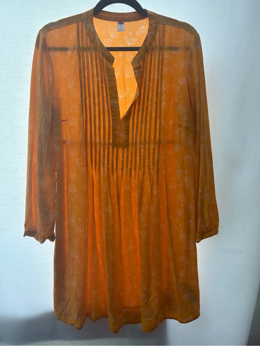 Old Navy - Yellow with white detailing Pintuck V-Neck Tunic Dress